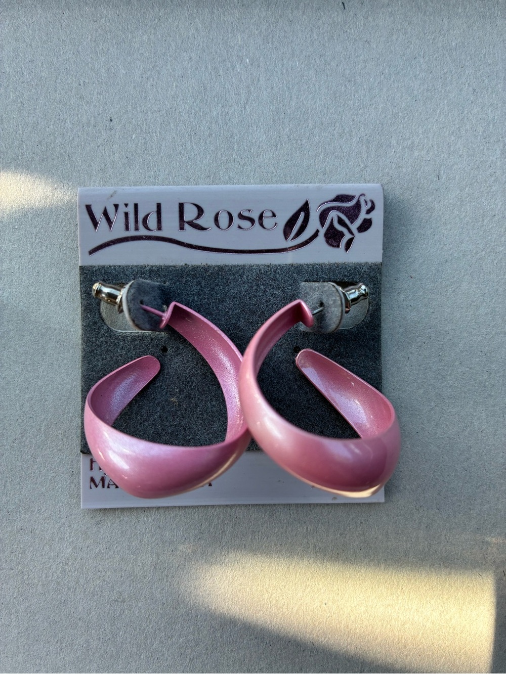 Wild Rose Metallic Pink Curved Hoop Earrings